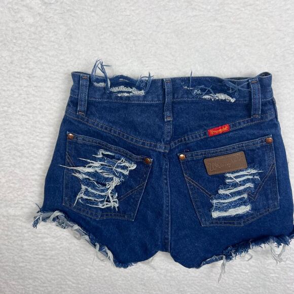 Wranglers Cutoff Boho Western Denim Distressed High Rise Shorts  Micro Short 3 - Picture 2 of 4